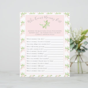 Papier Pink Qui Connaît Maman Meilleur Baby shower Jeu