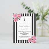 Papier Pink roses black white stripes Paris Sweet 16 (Debout devant)