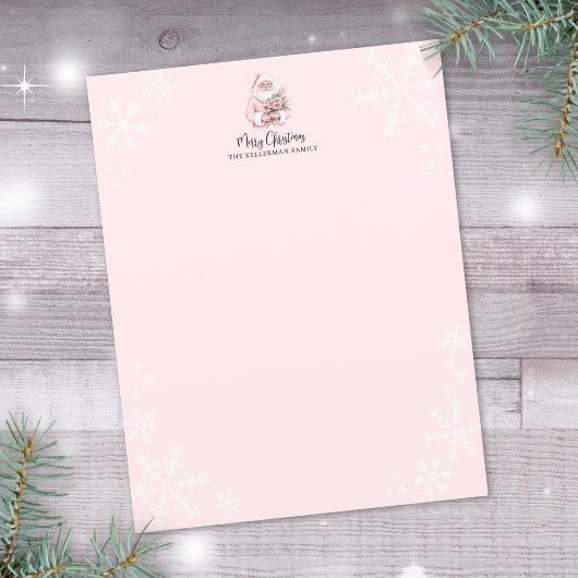 Papier Pink Santa Merry Christmas Paper