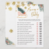 Papier Pink Sleigh Baby shower d'hiver maman ou papa (Devant / Derrière)