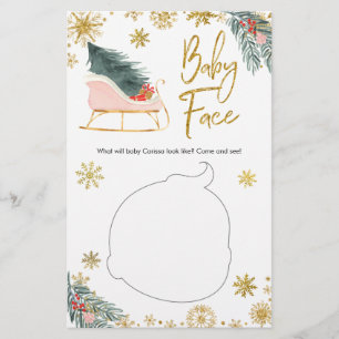 Papier Pink Sleigh Winter Snowflake Baby shower bébé visa
