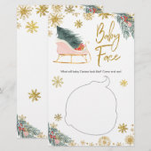 Papier Pink Sleigh Winter Snowflake Baby shower bébé visa (Devant / Derrière)