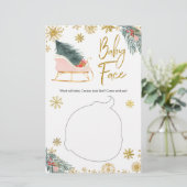 Papier Pink Sleigh Winter Snowflake Baby shower bébé visa (Debout devant)