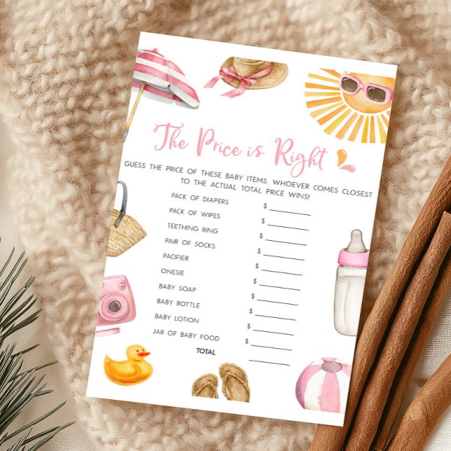 Papier Pink Splish Splash Le jeu The Price Is Right (Girl Summer Beach Baby Shower The Price Is Right Game)