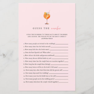 Papier Pink Spritz Fête des mariées Devine Le Numéro Jeu