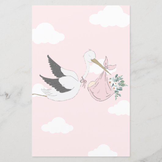 Papier Pink Stork Baby Predictions Jeu (Dos)