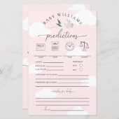 Papier Pink Stork Baby Predictions Jeu (Devant / Derrière)