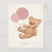 Papier Pink Teddy Bear Baby shower Bingo Jeu (Dos)