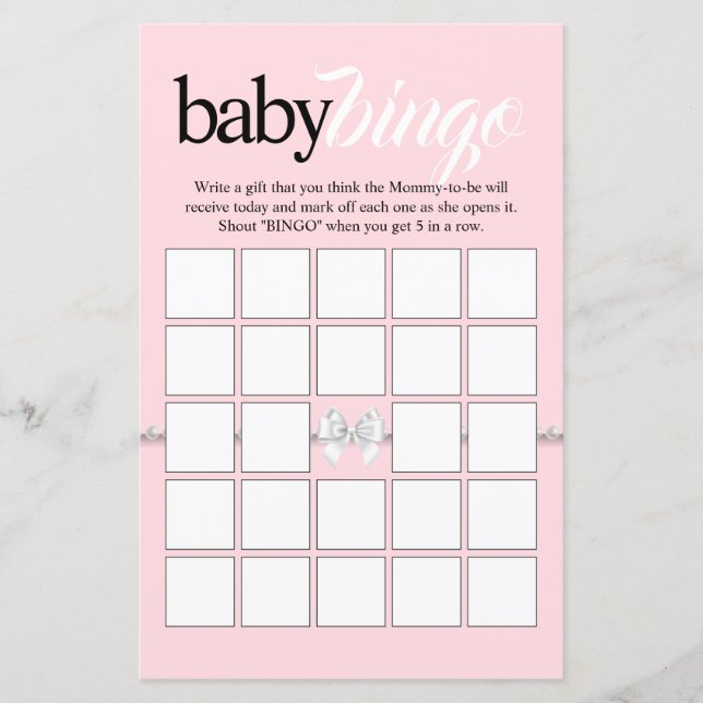 Papier Pink Tiffany thème Bingo Baby shower Jeu (Devant)