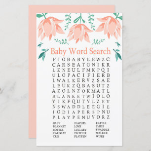 Papier Pink Tulip Baby shower Mot de recherche Jeu