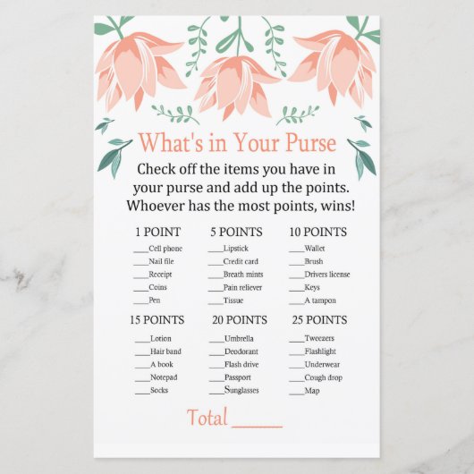 Papier Pink Tulip Qu'y a-t-il dans votre sac à main (Devant)