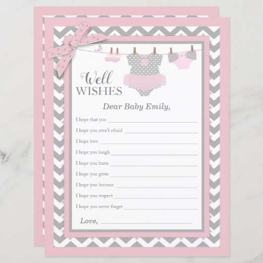 Papier Pink Tutu Chevron Baby shower d'impression bien so (Devant / Derrière)