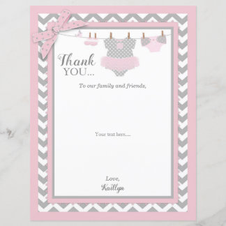Papier Pink Tutu Chevron Imprimer Baby shower Merci