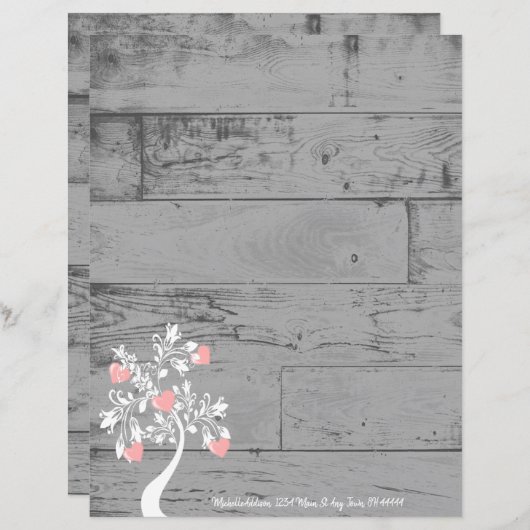 Papier Pink Valentine Hearts Tree Personnalisé (Devant / Derrière)