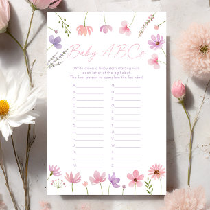 Papier Pink violet Fleurs sauvages bébé ABCs jeu de douch