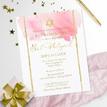 Papier Pink Watercolor Bat Mitzvah Budget Rose Invite<br><div class="desc">Pink Watercolor Bat Mitzvah Budget Rose Invite</div>