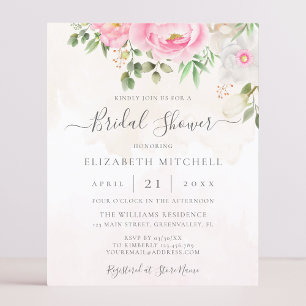 Papier Pink Watercolor Floral Bridal Shower Invitation