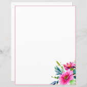 Papier Pink watercolor flowers (Devant / Derrière)