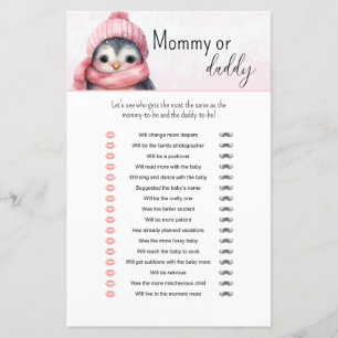 Papier Pink Winter Girl Baby shower maman ou papa jeu