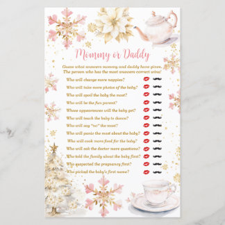 Papier Pink Winter Tea Party Baby Shower Mommy or Daddy