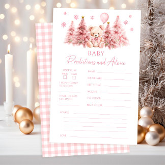 Papier Pink Winter Teddy Bear Baby Predictions Advice