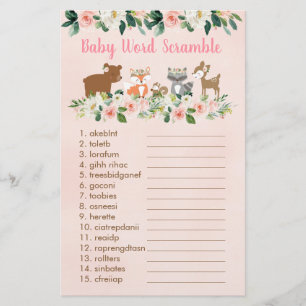 Papier Pink Woodland Floral Baby Word Scramble Jeu