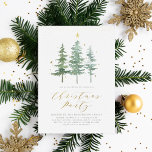 Papier Pins de Noël | Invitation Budget Fête<br><div class="desc">Invitation vos invités de fête de vacances dans le style, qu'ils soient famille, amis ou collègues de travail - ce design fonctionne pour des événements décontractés ou d'entreprise! Le design présente une aquarelle illustrant trois pins décorés d'étoiles dorées. Les détails de votre événement apparaissent ci-dessous avec "Christmas Party" en lettres...</div>