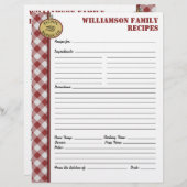 Papier Pique-nique Barbecue Rouge À damiers recette perso (Devant / Derrière)