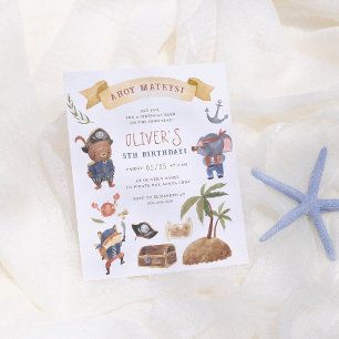 Papier Pirate Animaux Budget Anniversaire Fête Invitation