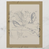 Papier Pisces Constellation Hevelius 1690 sur Taupe (Devant)
