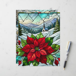 Papier Pittoresque hiver Poinsettia Retard en verre