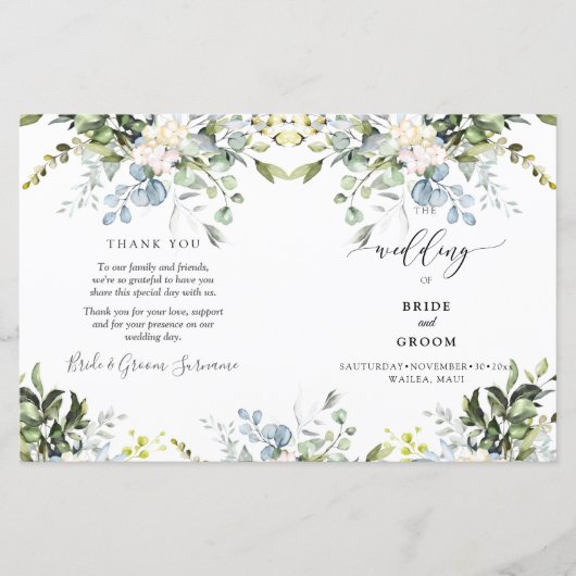 Papier PixDezines Aquarelle Dusty Blue Gum Eucalyptus (Devant)