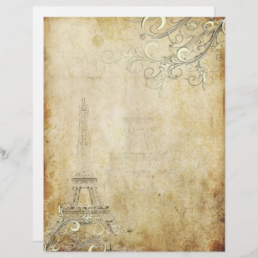 Papier PixDezines Tour Eiffel Vintage+Fils (Devant / Derrière)
