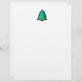 Papier Pixel art arbre de Noël vert avec décorations (Devant / Derrière)