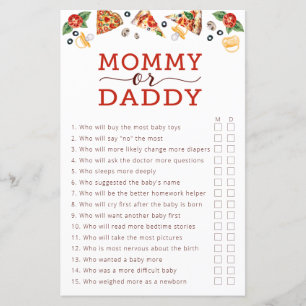 Papier Pizza Baby shower Jeu - Maman ou Papa Guesser G