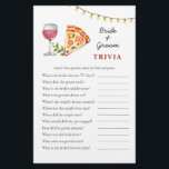 Papier Pizza et Fête des mariées de vin Jeux Trivia<br><div class="desc">Thème "Pizza and love" Douche nuptiale Trivia jeu avec jolie valise et globe aquarelle peinte à la main. Personnalisez le dos de la carte avec le nom de la mariée et la date de la douche.</div>