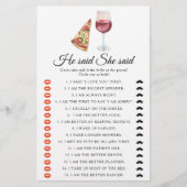 Papier Pizza Wine Bridal shower He said she said (Devant)