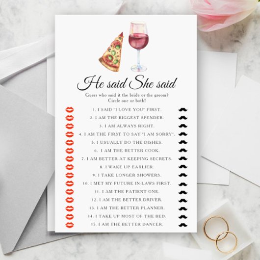 Papier Pizza Wine Bridal shower He said she said