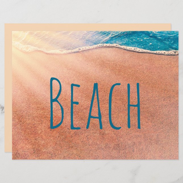 Papier Plage Bleu Bleu Océan Vague Découpage (Devant / Derrière)