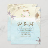 Papier Plage Côtière Sauvegarder la Date Sable Vie Océani (Devant / Derrière)