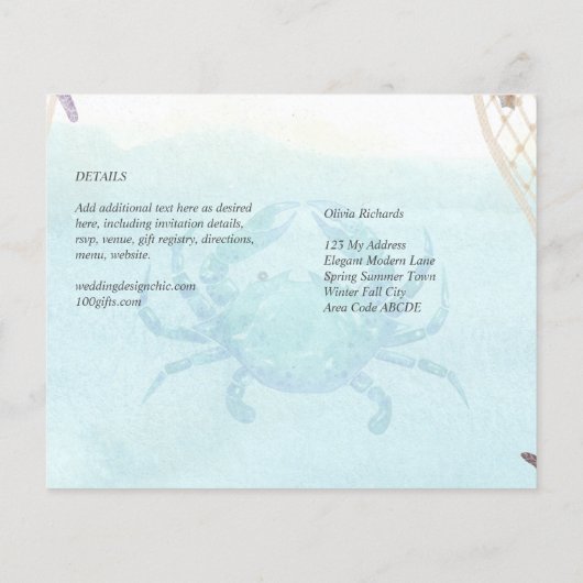 Papier Plage côtière tropicale Destination Mariage (Dos)