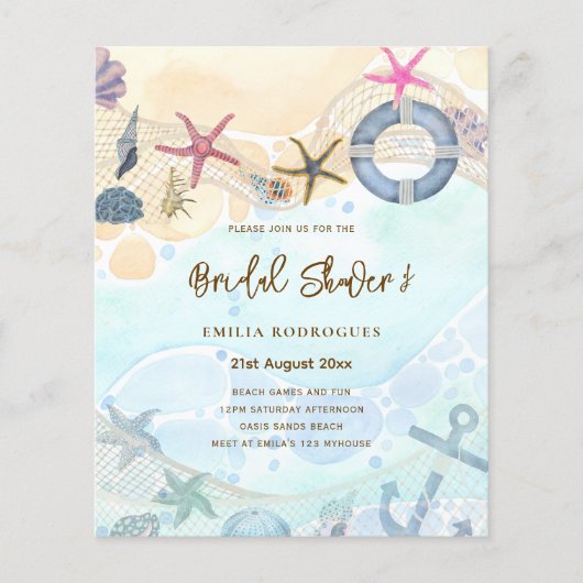 Papier Plage Fête des mariées côtière Invitation Sand Oce (Devant)