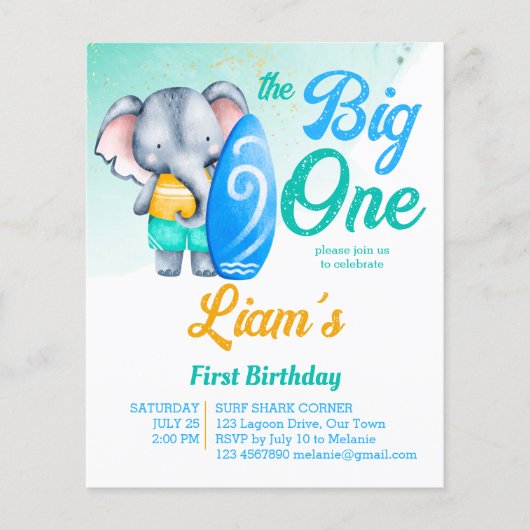 Papier Plage surf océan océanique budget d'anniversaire i (Devant)