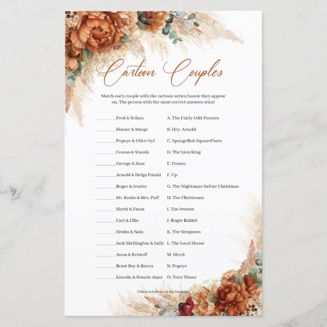 Papier Plage tropicale terre cuite pampas Cartoon Couples (Devant)