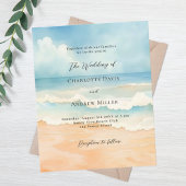 Papier Plage vagues bleu beige faire-part de mariage