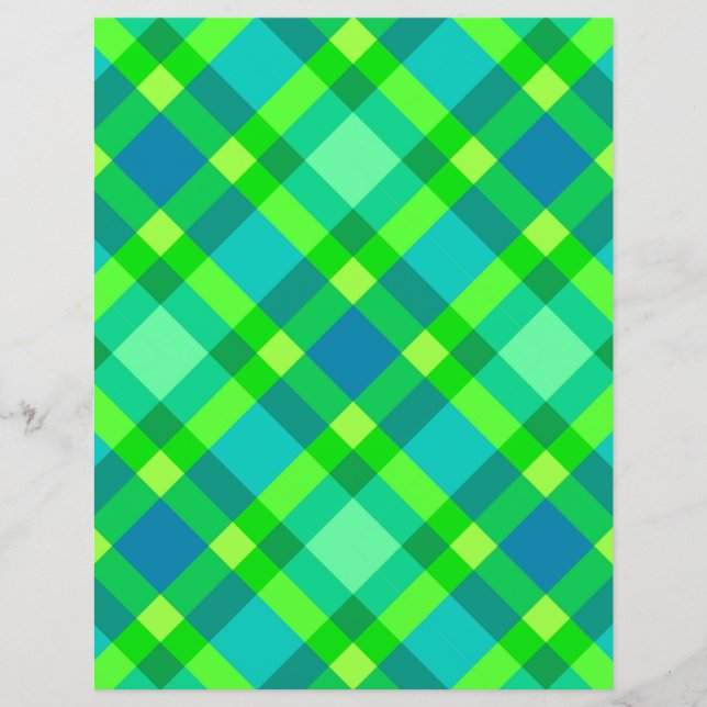 Papier Plaid Moderne Milieu du Siècle, Vert Jade & Turquo (Devant)