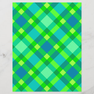 Papier Plaid Moderne Milieu du Siècle, Vert Jade & Turquo