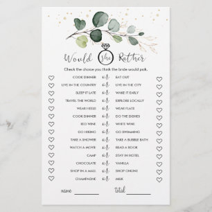 Papier Plairait-elle à Eucalyptus Fête des mariées jeu