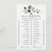 Papier Plairait-elle à Eucalyptus Fête des mariées jeu (Devant / Derrière)