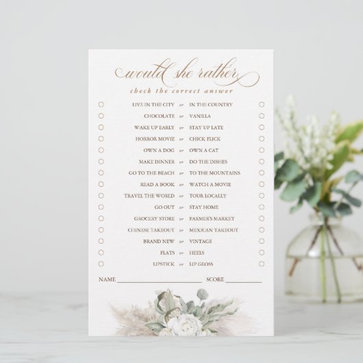 Papier Plairait-Elle Pampas Grass Bride Jeu (Debout devant)